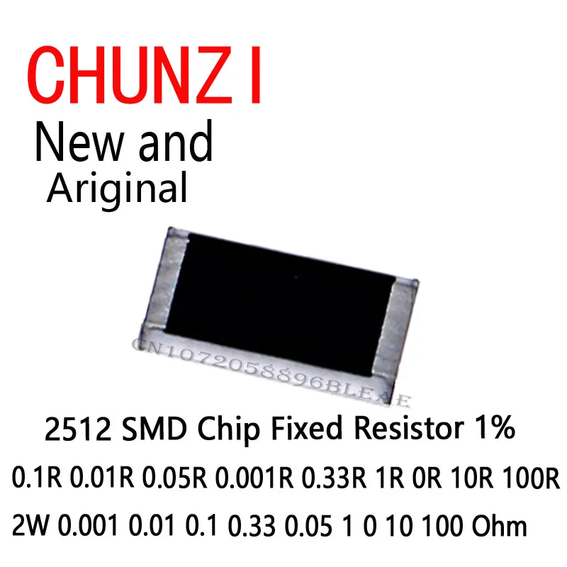 50 pz 2512 SMD Chip Resistore Fisso 1% 1W 0.1R 0.01R 0.05R 0.001R 0.33R 1R 0R 10R 100R 2W 0.001 0.01 0.1 0.33 0.05 1 0 10 100 Ohm