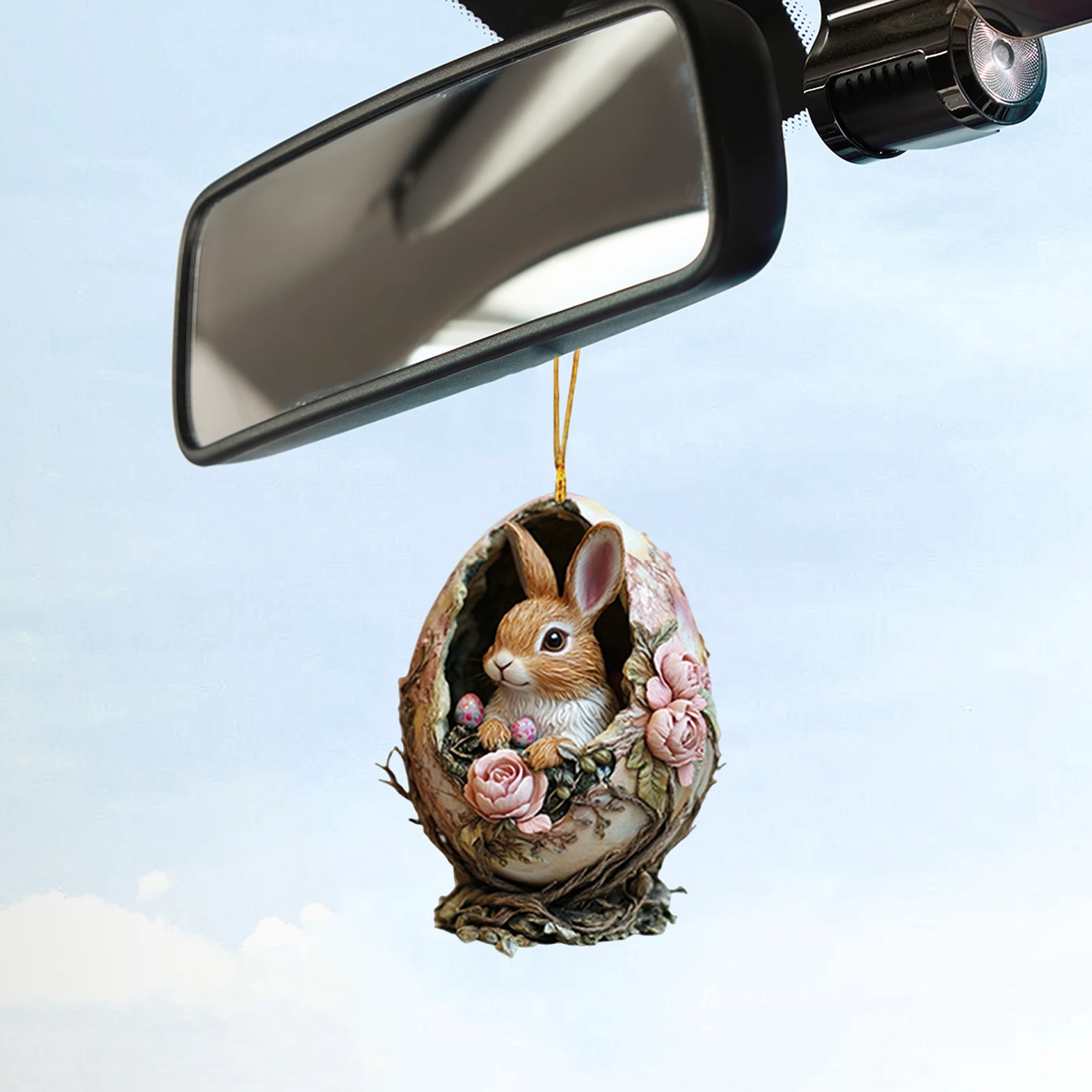 1/2Pcs Acrylic Easter Bunny Pendants Hanging Ornaments with Lanyard Adorable Appearance Animal Statue Hanging Pendants 자동차 장식