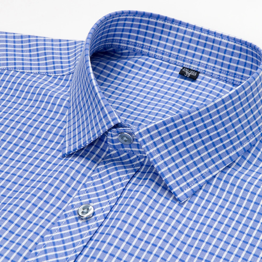 Versatile Men's All-Season Micro-Check Button Down Shirt, Comfort Classic Regular Fit Long Sleeve Business Casual Formal Wear