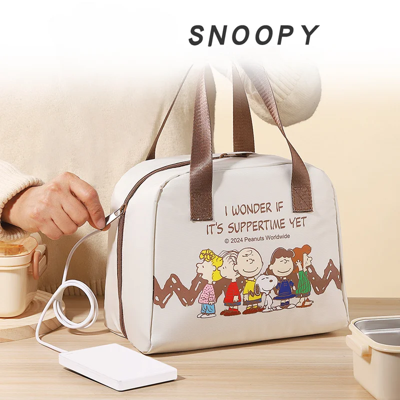 Snoopy Heatable borsa termica portatile a temperatura costante Lunch Box Office Worker borsa per il pranzo all\'aperto per studenti di grande capacità