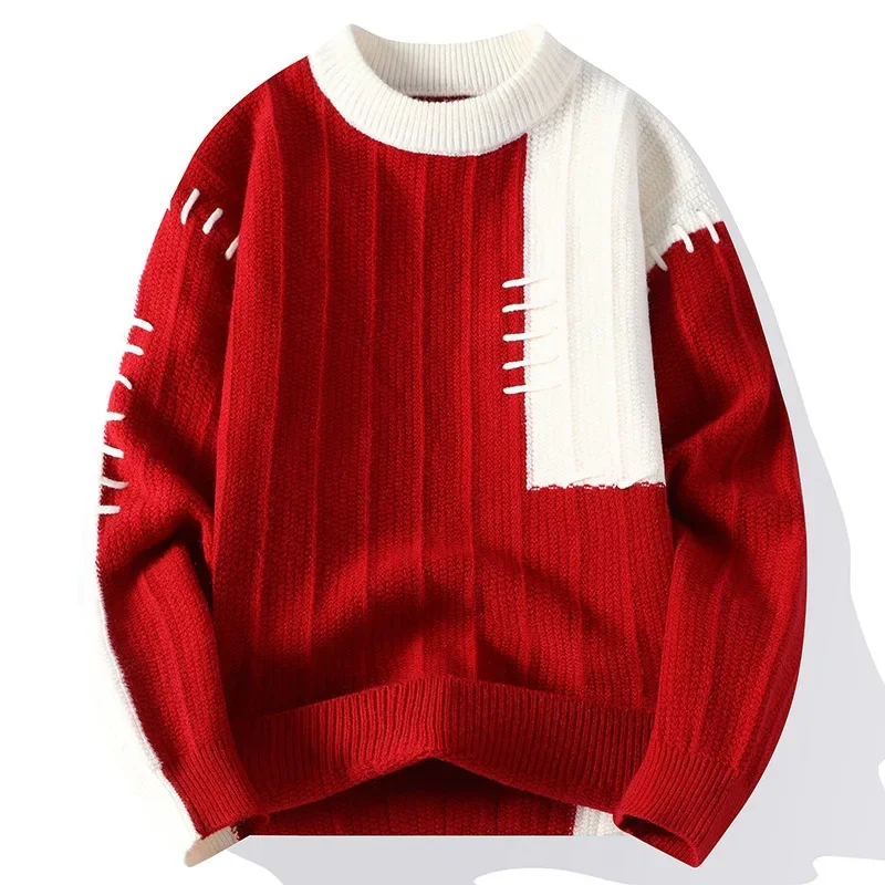 Men Streetwear Knitted Pullovers New Fashion Man O-neck Sweaters Loose Casual Sweaters Quality Male Pullovers Winter Clothing 4X
