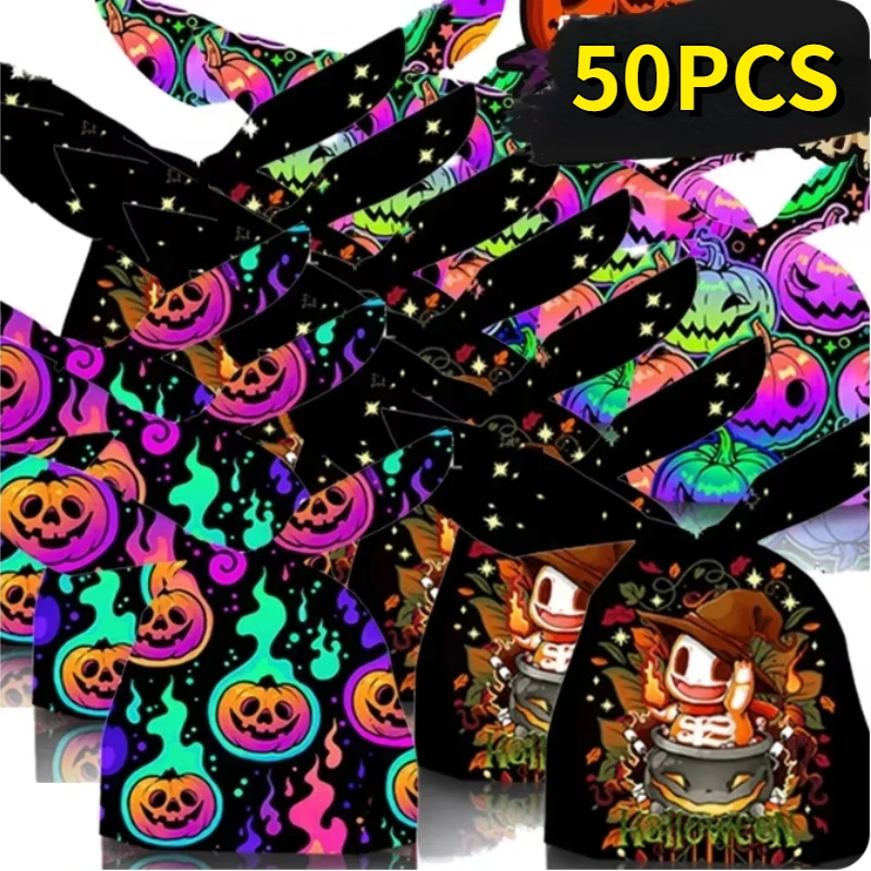 Cartoon Halloween Candy Bags Scary Skull Rabbit Ear Plastic Package Trick or Treat Pouch Pumpkin Snack Gift Bag Festive Supplies