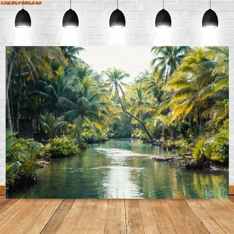 VIKAMA Tropischer Regenwald Wandteppich Waldfluss Wasserfall Natürliche Heilung Wind Wohnzimmer Heimdekoration