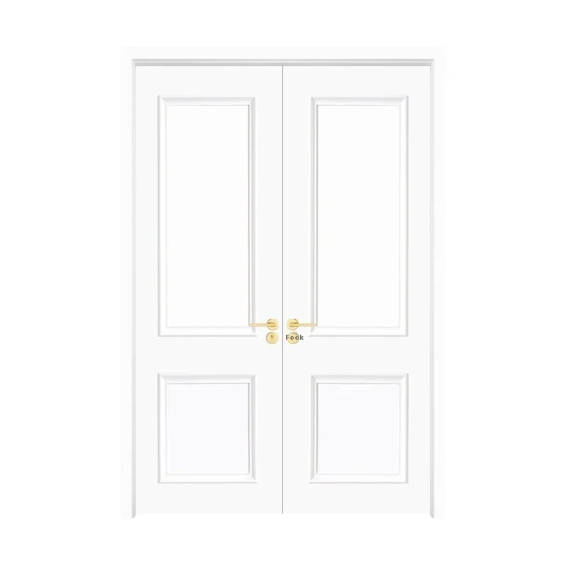 

Customized Size Modern Solid Wood Composite Door Painted French Double Wardrobe Door With Glass And MDF For Bedroom Interior