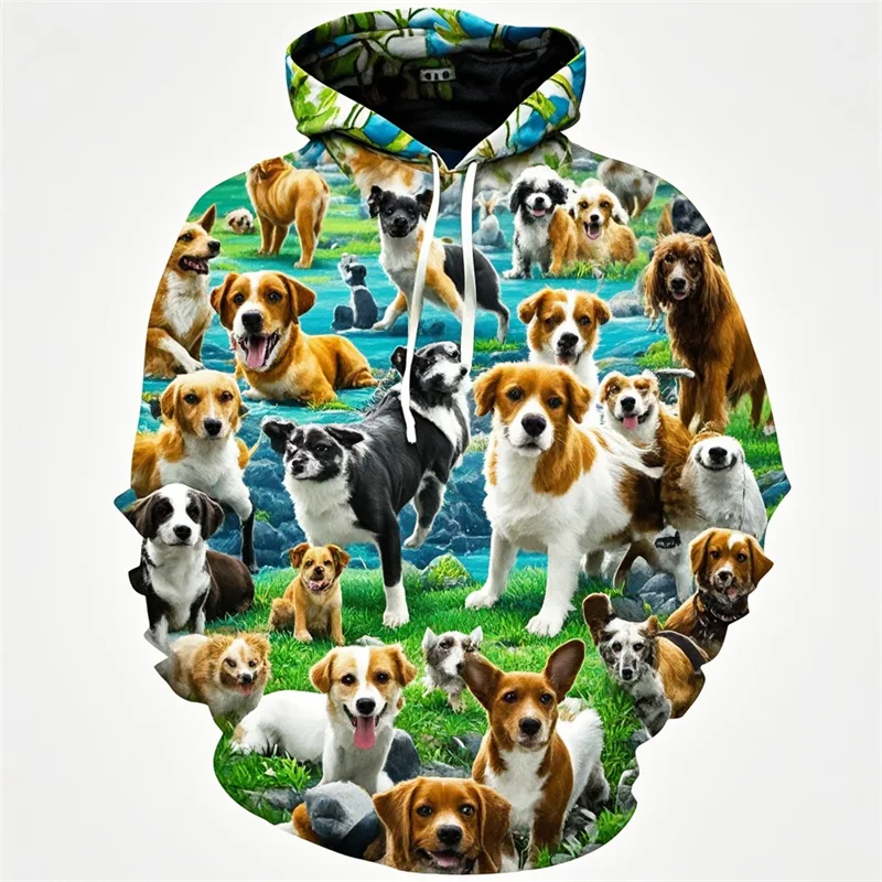 Personality 3D Dog Graphic Printing Hoodies For Men Women Fashion Hip Pop Y2K Hoodie Teen Children Fashion Casual Loose Pullover