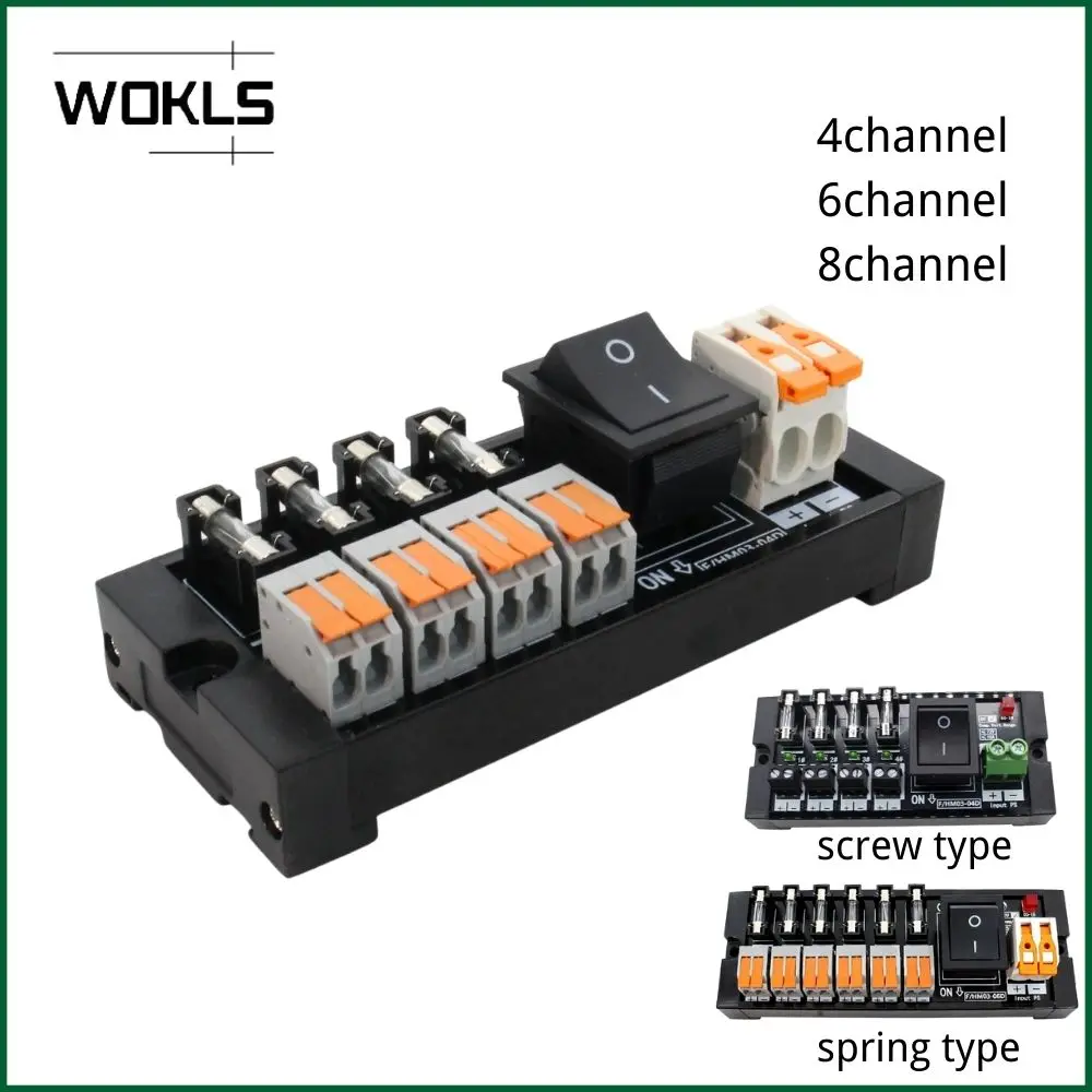 4CH 6CH 8CH DC Fuse Distribution Module terminal block module DC 72V Junction Board Output Current 3A Used for Circuit Branching