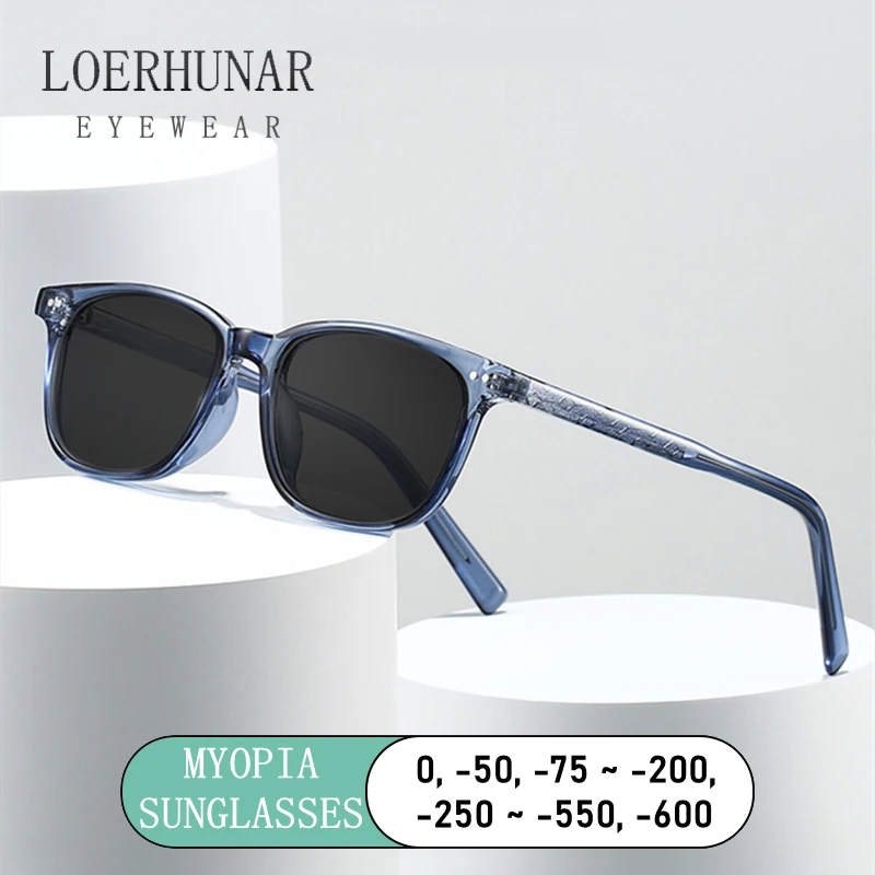 

LOERHUNAR European and American Cool New Retro Acrylic Insert Square Frame Myopia Sunglasses Trendyy Street Style Sunglasses