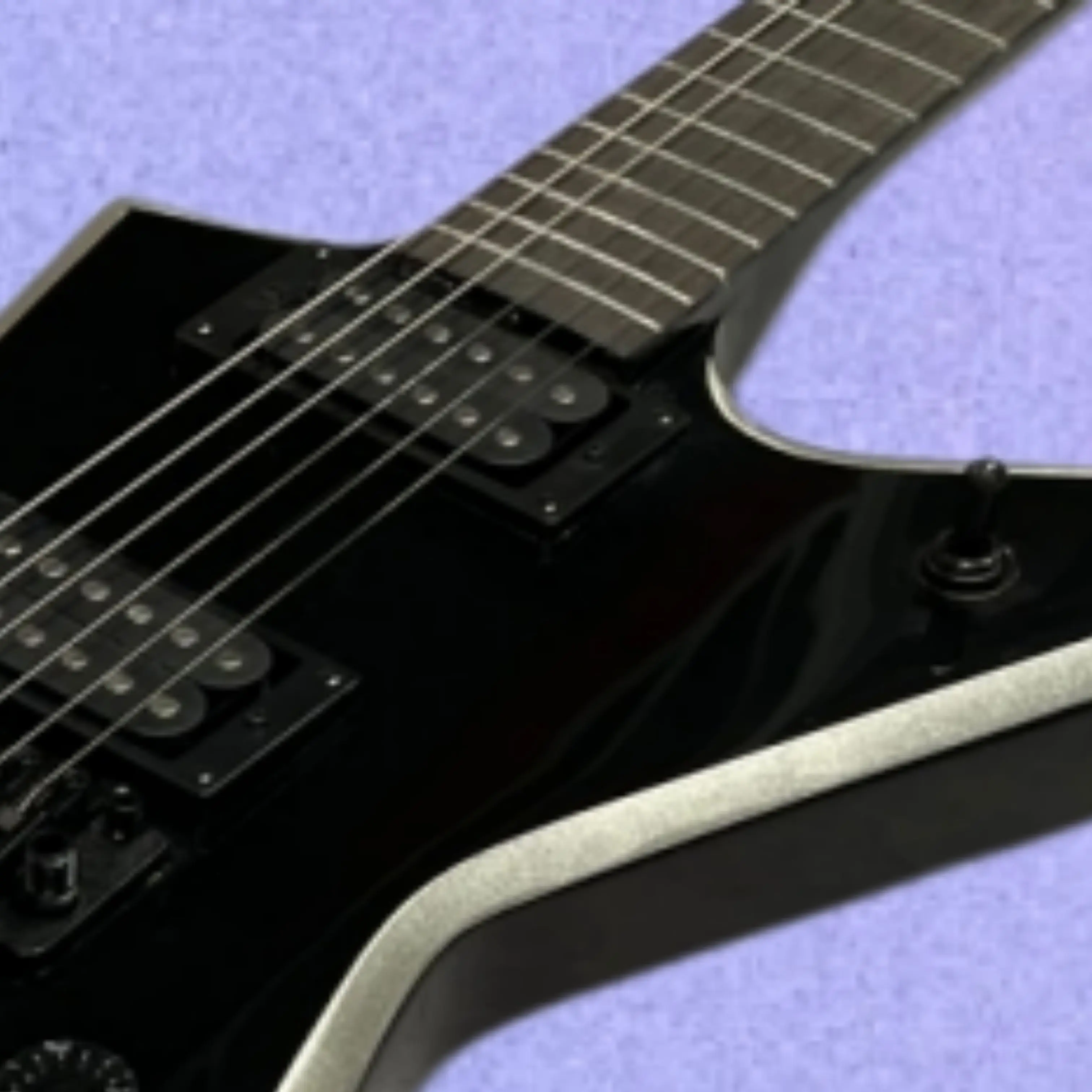 New Black Electric Guitar With Mahogany Body, Silver Binding,And Dual‑Coil Pickups Guitars,Ideal For Stage Performances Guitarra