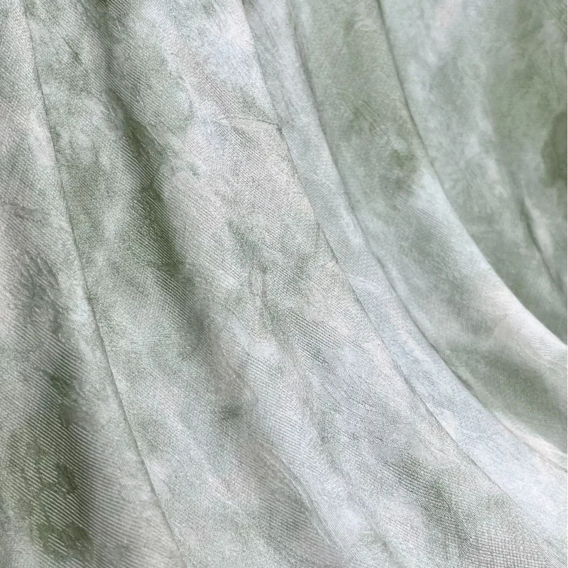 

Зеленая вискоза с жаккардовым принтом, легкая новая летняя дышащая блузка в китайском стиле из растительного волокна, влагоотводящая ткань