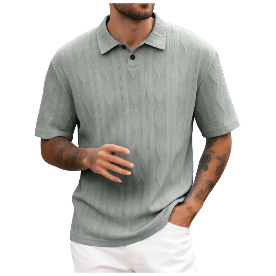 

New Men's Short Sleeve POLO Shirt Summer Male Lapel T Shirts Solid Color Breathable Pullover Top Lightweight Streetwear Gym Tops