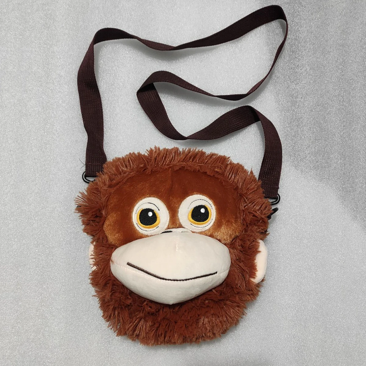 Gorilla Orangutans Pongo Monkey Head Crossbody Bag Satchel Shoulder Package Plush Toy Stuffed Doll Cartoon Animal Boy Girl Gift