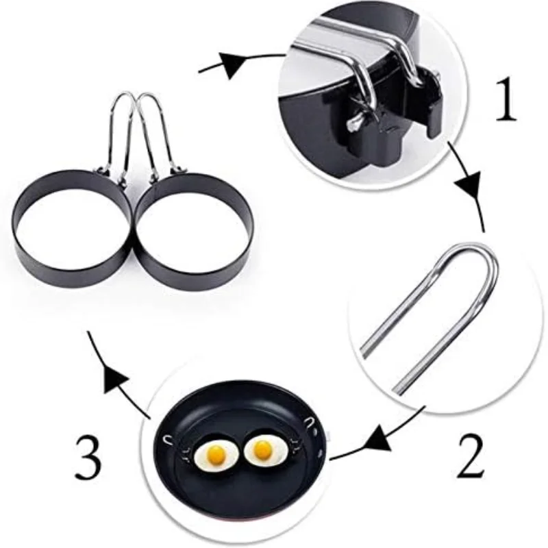 Egg Ring Mold Stainless Steel Non-Stick Pan with Heat Resistant Handle for Frying Hamburgers Easy To Clean Kitchen Cooking Tools