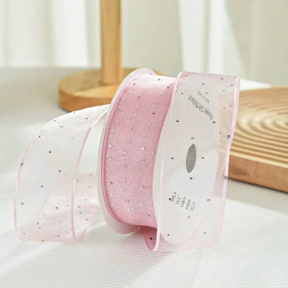

New Silver Dots Organza Gauze Gift Packing Bow DIY Yarn Ribbon Solid Color Gift Box Wrap Cloth