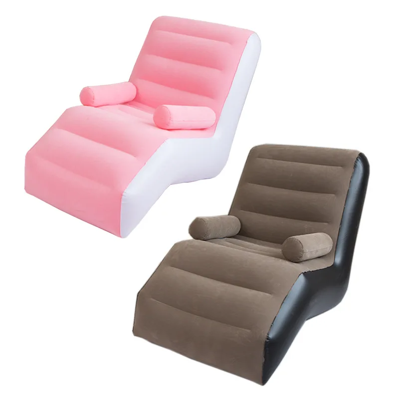 New Inflatable Lazy Sofa Outdoor Flocking Sofa Chair Portable Lunch Break Bed S-shaped Recliner Inflatable Sofa Furniture Couch