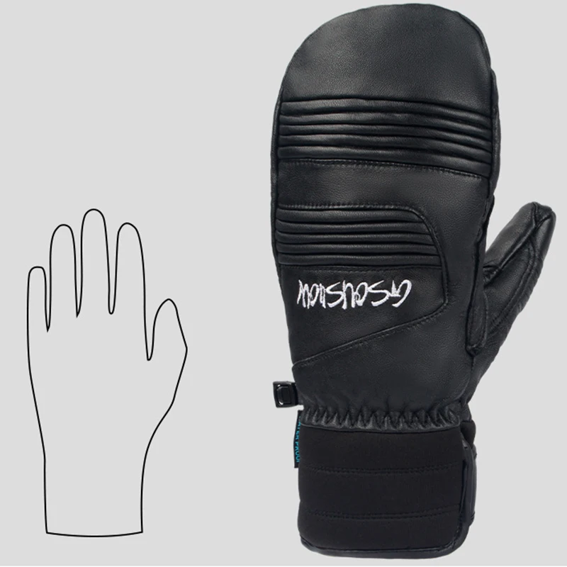 Sarung tangan salju wanita kulit tahan air sarung tangan ski pria olahraga gunung luar ruangan sarung tangan snowboard hangat sepeda motor bagian dalam 5 jari