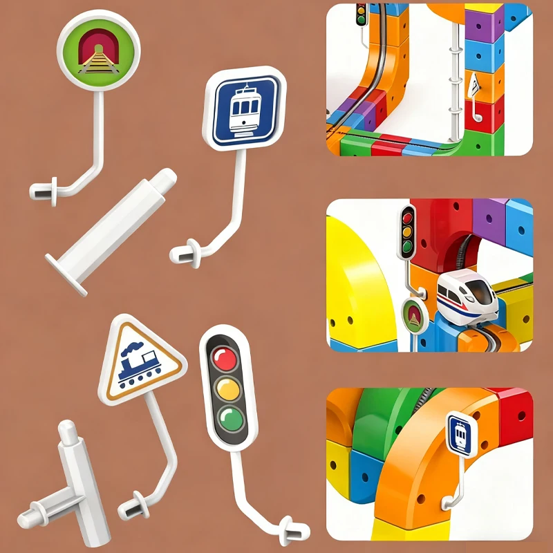 123 SZT. Magiczne Klocki Magnetyczne Kolejka Zestaw do Składania Elektryczna Zabawka Edukacyjna DIY Idealny Prezent Urodzinowy dla Dzieci