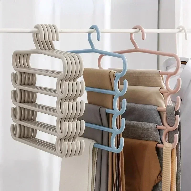 1/2/3pcs Pants Rack Multifunctional Household Saving Space Multi Layer Trousers Hanger Pants Closet Color Clothes Peg 5 Layers