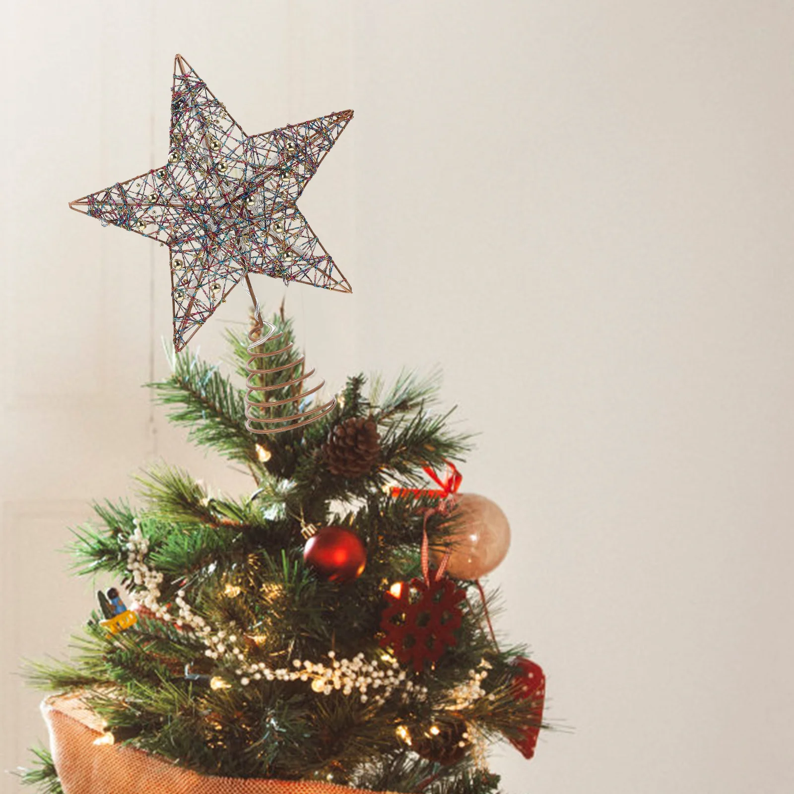 

Five-Pointed Star Tree Topper Lighted Xmas Tree Ornament Iron Christmas Decoration Party Supplies Christmas Star Ornament