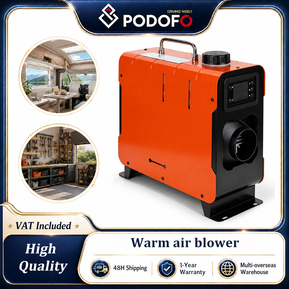 Podofo 5KW 12V Diesel Heating Stand Heating Air Heating With LCD Panel Remote Control Parking Heater Low Noise Car Air Heater for Truck Trailer Boat, Garage and Warehouse, RV, Camper, Tent
