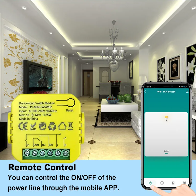 Dry Contact Smart Life WiFi Switch Module Timer App Remote Control 5A  AC100-240V Supports Alexa Google Home Alice