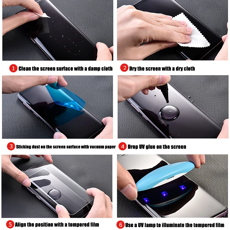 3PC UV Tempered Glass For Samsung Galaxy Note 8 9 10 20 S21 S22 S23 Ultra S20 S10 S8 S9 Plus Screen Protector 9H Full Glue Film