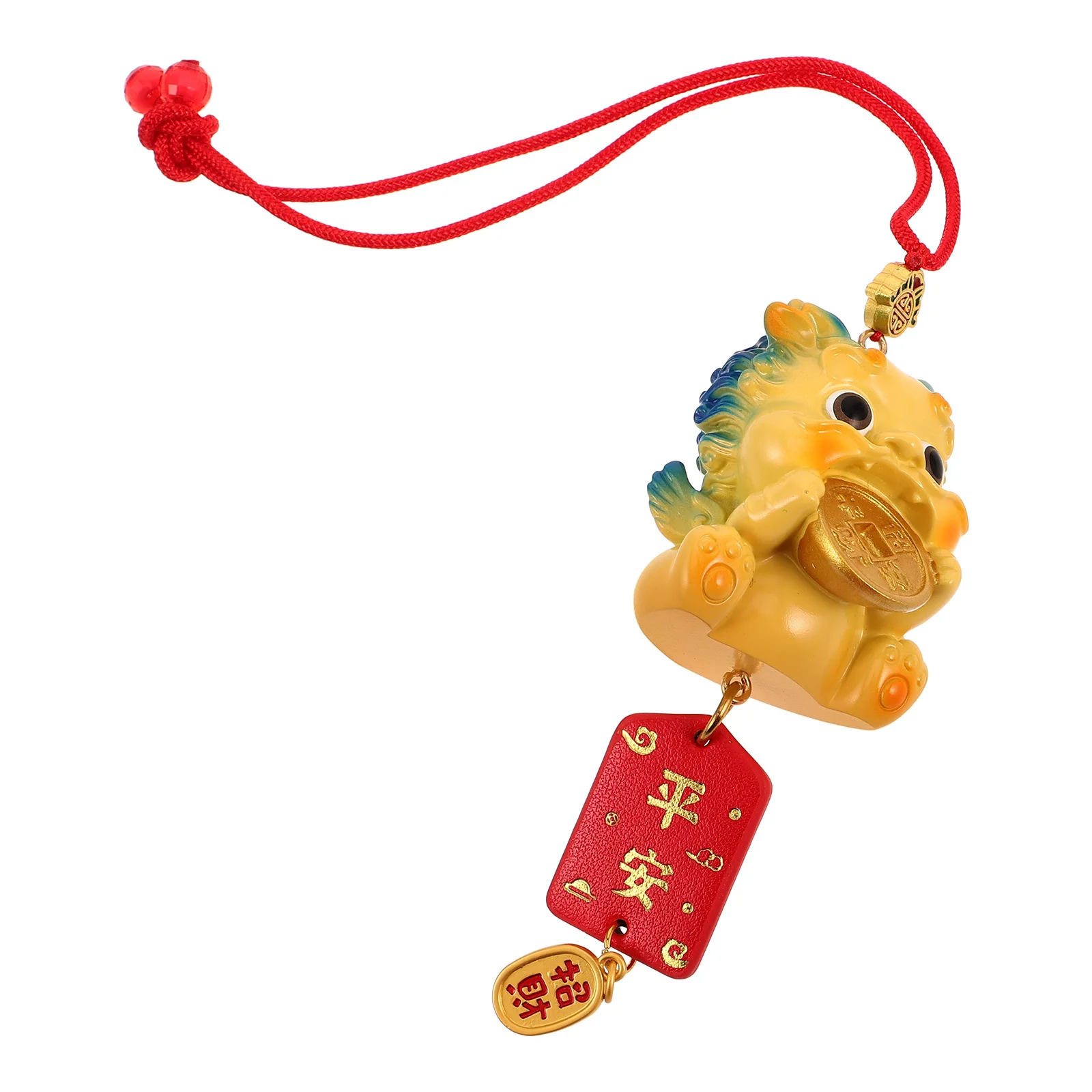 

Желтый автомобильный зеркальный подвесной кулон Pixiu, декор в виде животного из смолы для заднего вида-милый креативный аксессуар для интерьера, украшение автомобиля