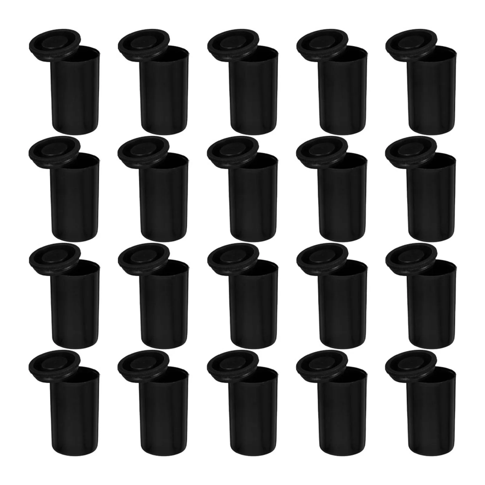 

20Pcs Black Film Canisters Plastic Light- Durable Film Canister Storage Case Reel Organizer Lids