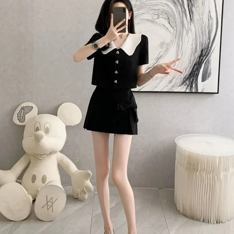 Kawaii 2-teilige Rock-Anzüge-Sets für Damen, koreanischer Stil, Kleidung, Trend 20225, Luxus-Designer-Jacke, Vintage-Outfit für Damen