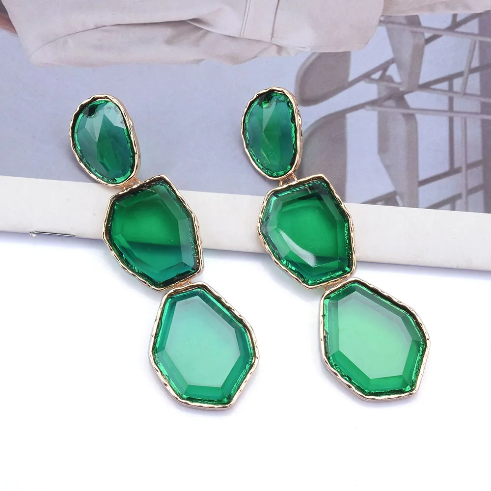 2026 موضة جديدة غير النظامية الراتنج بيان استرخى أقراط مجوهرات نسائية أخضر أرجواني أزرق وردي أحمر أسود الراتنج الأقراط الطويلة #3