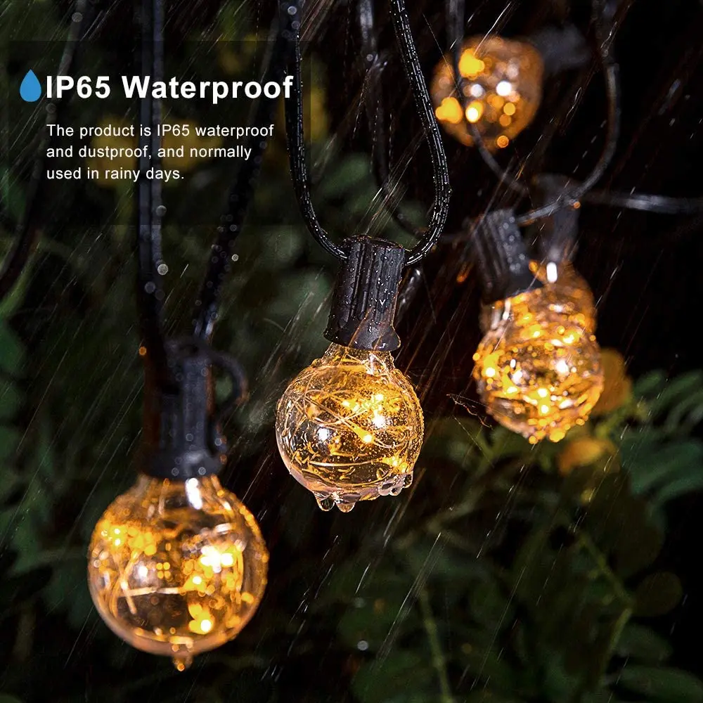 Pop G40 Silver Wire Led String Light 7.5M 25PCS Bulb Vintage Waterproof Outdoor Backyard Christmas Wedding Decor Strings Garland