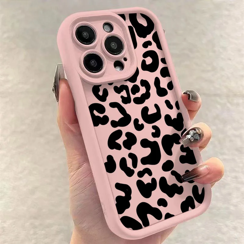 Modische schwarze Leoparden-Silikon-Handyhülle für iPhone 17 Air 14 15 16 Pro Max 11 12 13 7 8 Plus X XR XS MAX Weiche, verdickte Abdeckung – Detail 4