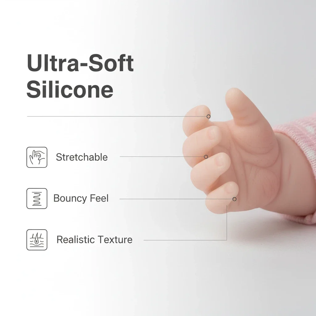 NPK 12inch Irys Squish Doll Full Solid Silicone Flexible Elastic Super Soft Cute Small Size Lifelike Reborn Bebe