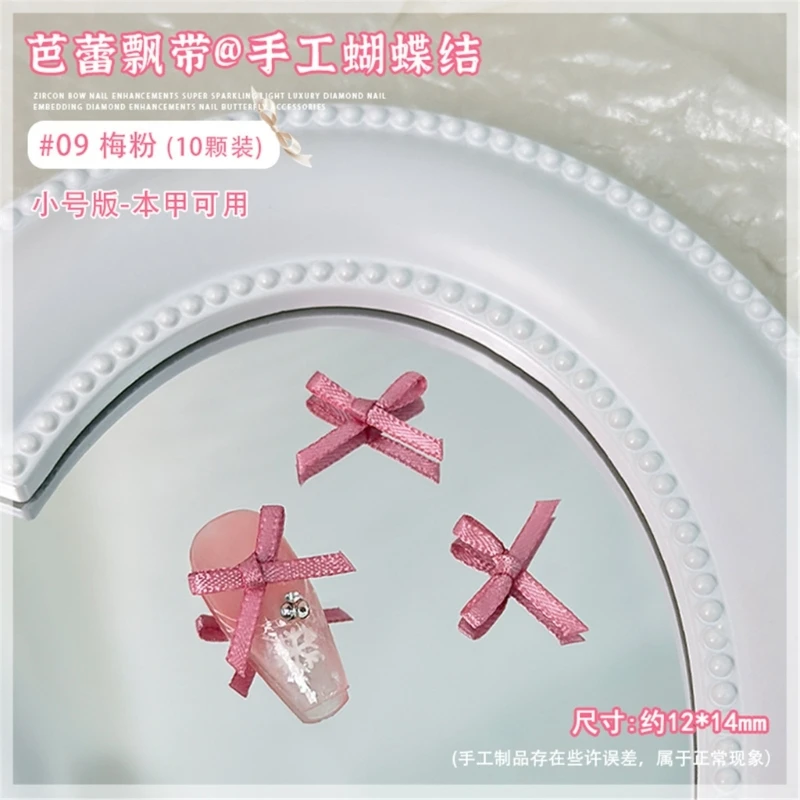 Q1QD 10Pcs Bow for Nails 3D Bows Charm Colorful Bowknot Charm