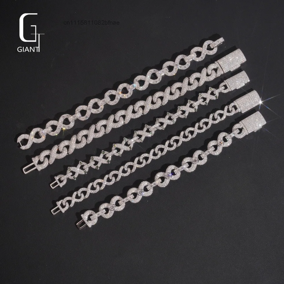 Wholesale Men Moissanite Bracelet Tennis More Styles Past Diamond Tester Hip Hop 925 Sterling Silver D VVS Moissanite Bangle，