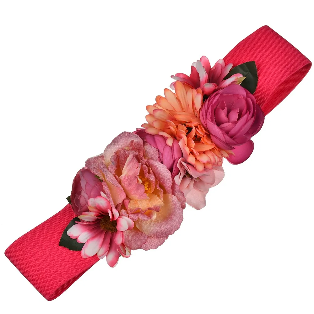 Cinturón de Flores Rojo Rosa de Lujo Hecho a Mano para Mujer, Cinturón Ancho Decorativo para la Cintura, Estilo Bohemio de Playa, Venta al por Mayor en Aliexpress