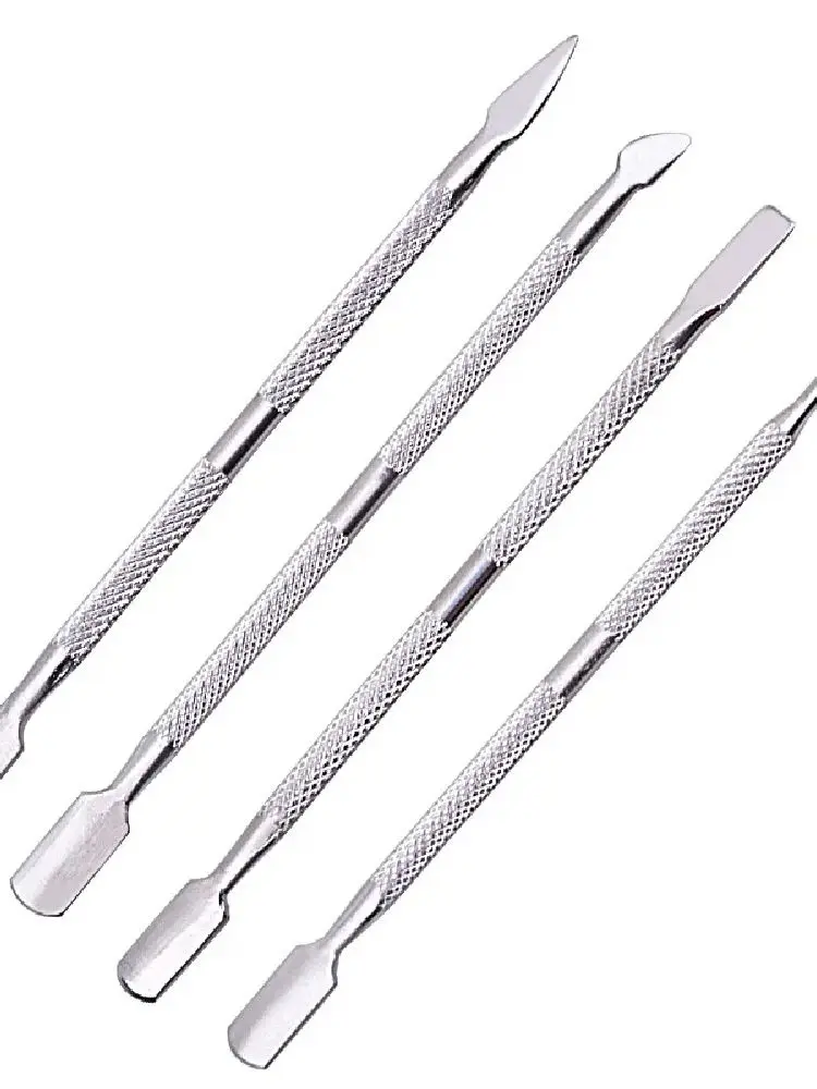 Poussoir à cuticules à Double extrémité en acier, outil de manucure pour l'élimination des peaux mortes, soins des ongles, nettoyant d'art, ensemble de manucure tout-en-un 4 pièces/ensemble