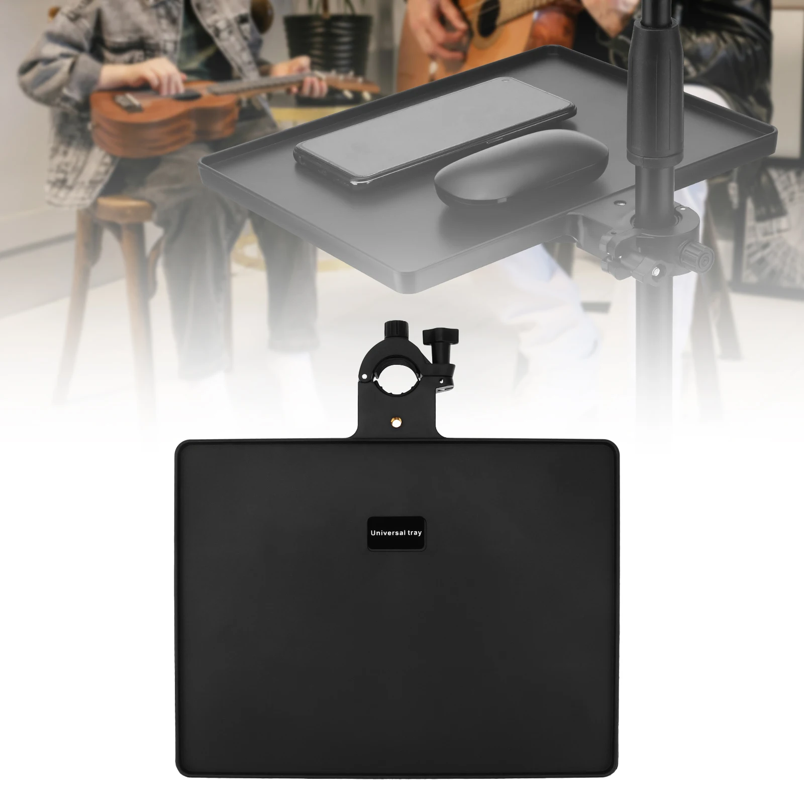

Mic Stand Clamp on Rack Tray Holder Microphone Stand Plastic Tray for Live Streaming Recording Clamp On Firm Rack Tray Holder