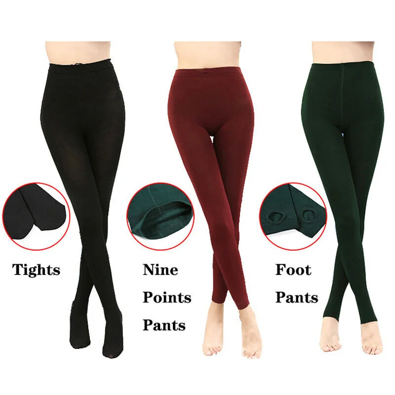 Women Winter Thick Warm Leggings Fleece Lined Thermal Full Foot Tight Pant Polar Pantyhose Velvet Wool High Elasticity Leggings