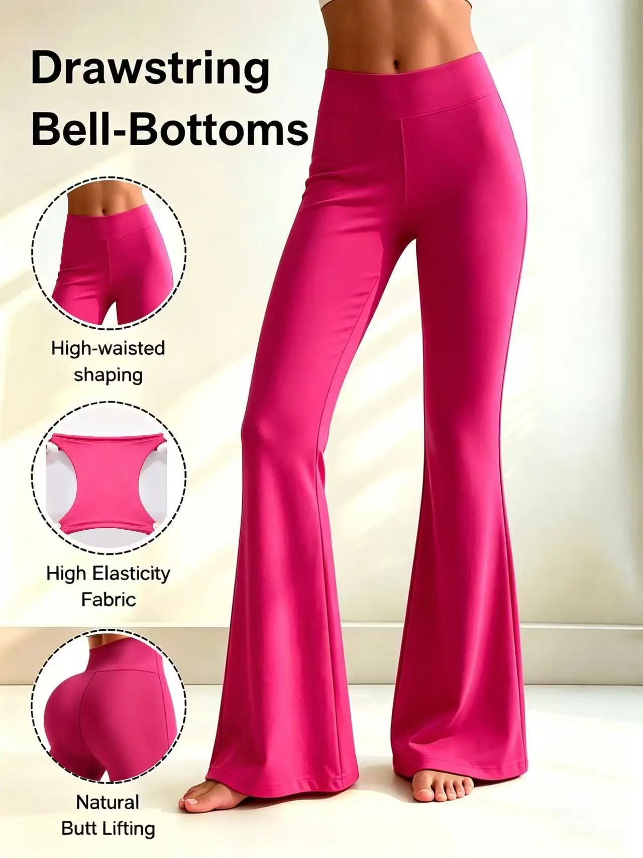 

Joker ladies high waist wide leg bell bottoms-multicolor optional-elastic belt, breathable loose wide leg slimming yoga exercise