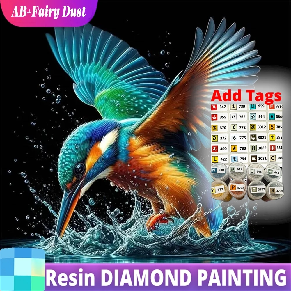 

Resin AB Fairy Dust Diamond Mosaic Bird Animal Suitable For Beginners Embroidery DIY Full Square Round Painting Home Decoration