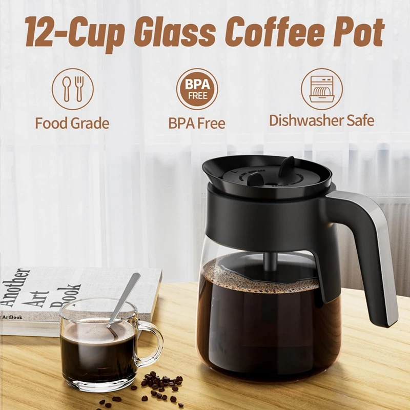 12 Cup Coffee Pot Replacement For Ninja CFP101 CFP201 CFP301 CFN601 Coffee Maker With Brew-Through Lid Handle Coffee Pot-FS-PHFU