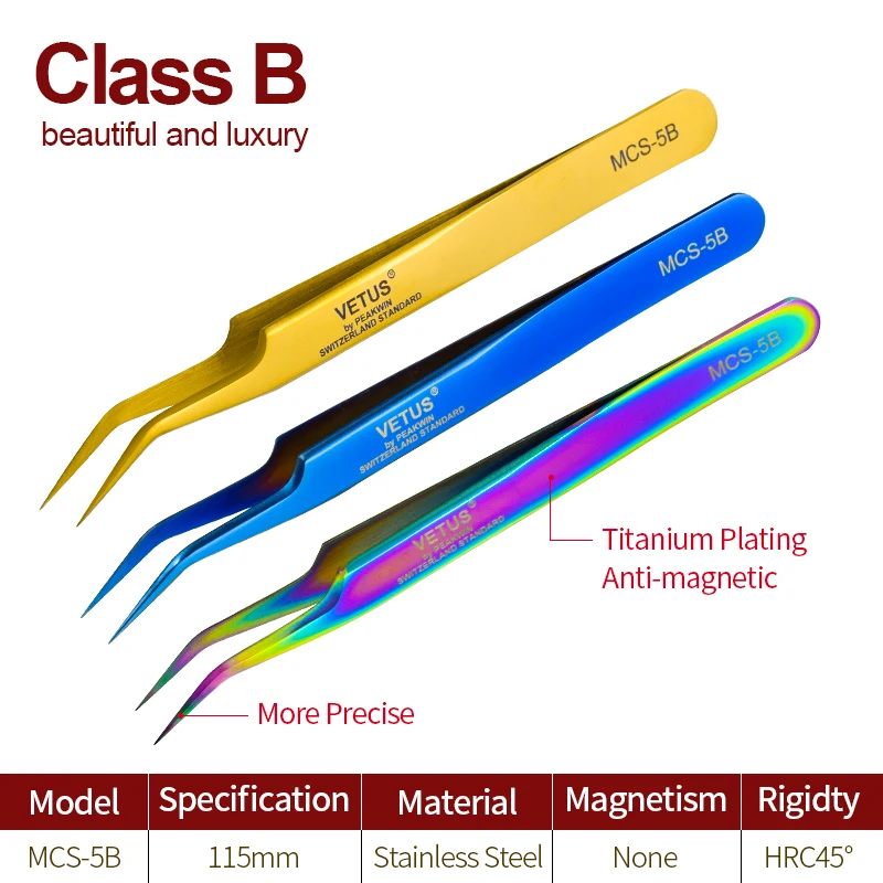 SONGLASHES 100% Vetus Original MCS Series New Style Premium Eyelashes Tweezers UltraFineTip Improve for 3D 6D Eyelash Extensions