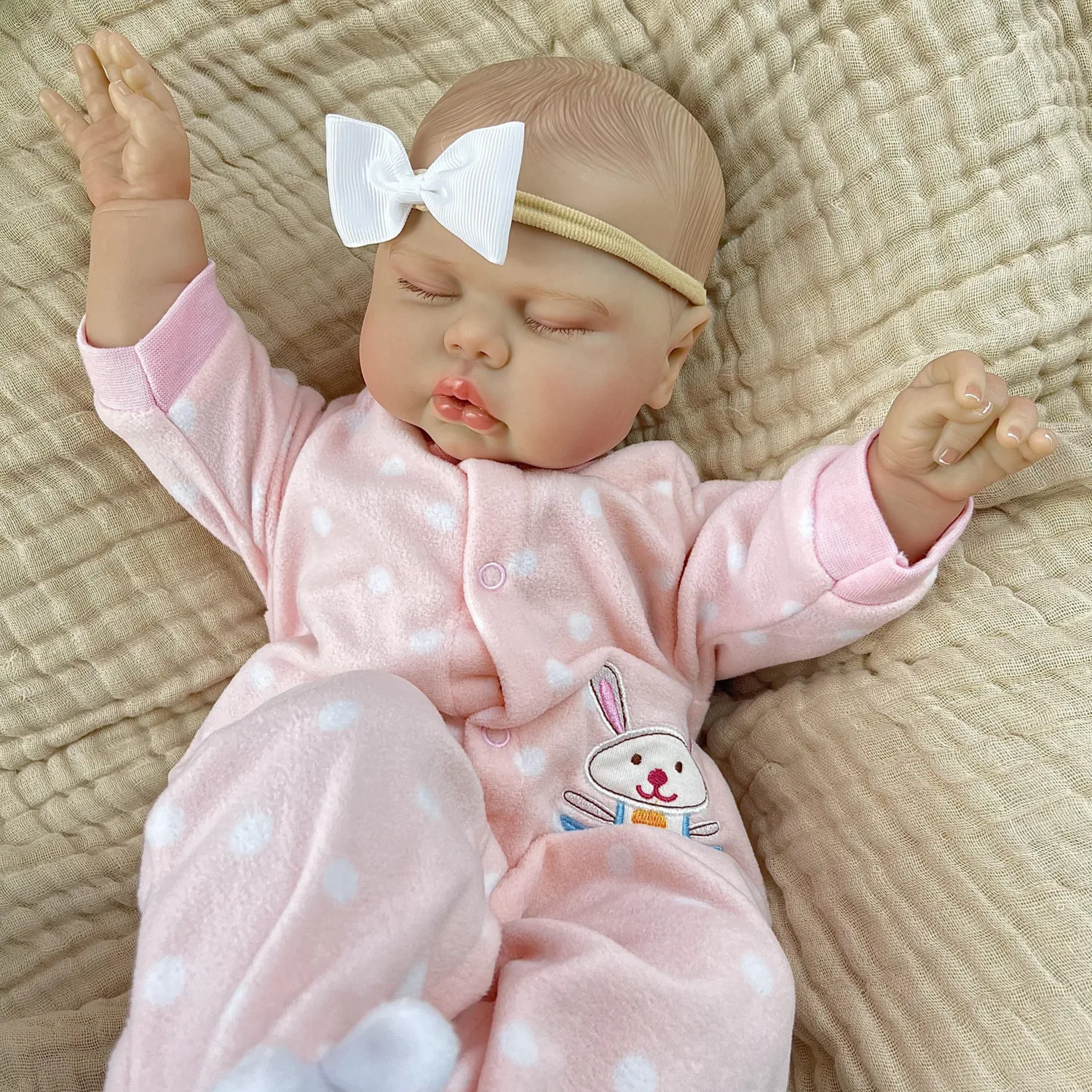 ตุ๊กตา BZDOLL เหมือนจริง ขนาด 50 ซม. 20 นิ้ว ผิว 3 มิติ พร้อมเส้นเลือดที่มองเห็นได้ ตุ๊กตาเด็กทารกหลับตา ตัวอ้วน ทำจากไวนิล แขนขาผ้า ของขวัญวันเกิดสำหรับเด็กผู้หญิง