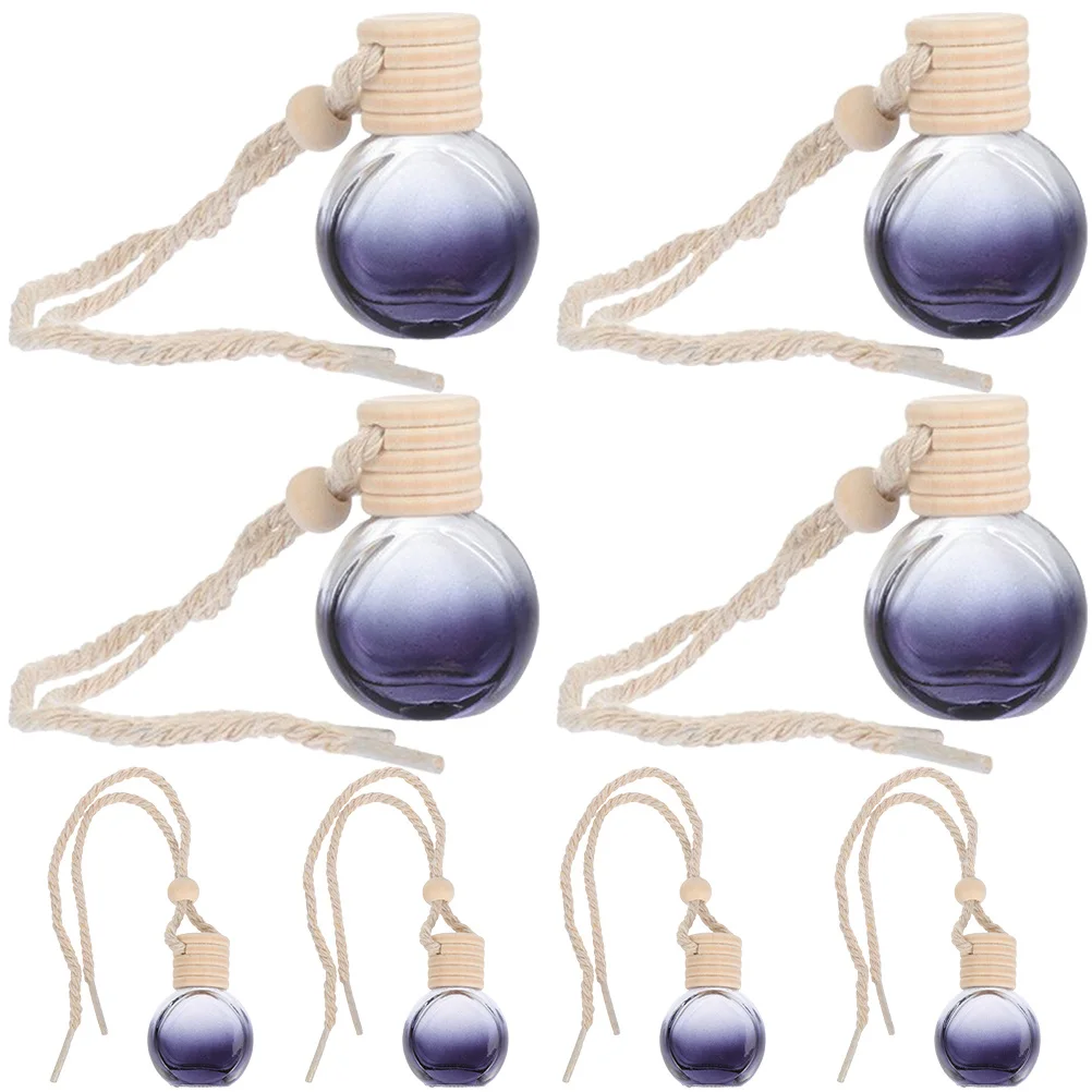 

8Pcs Car Hanging Diffuser Perfume Bottle Pendants Glass Containers Essential Oil Holder Car Decor Perfume Bottle