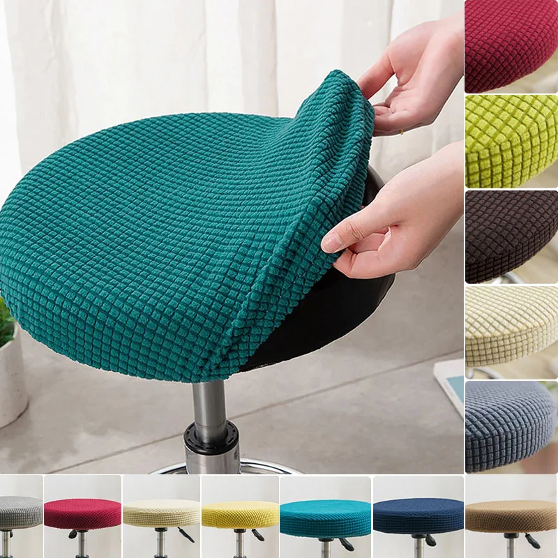 

Bar Stool Cover Polar Fleece Round Chair Cover Removable Stool Slipcover Solid Seat Cushion Protector Washable Bar Stool 걸상 커버