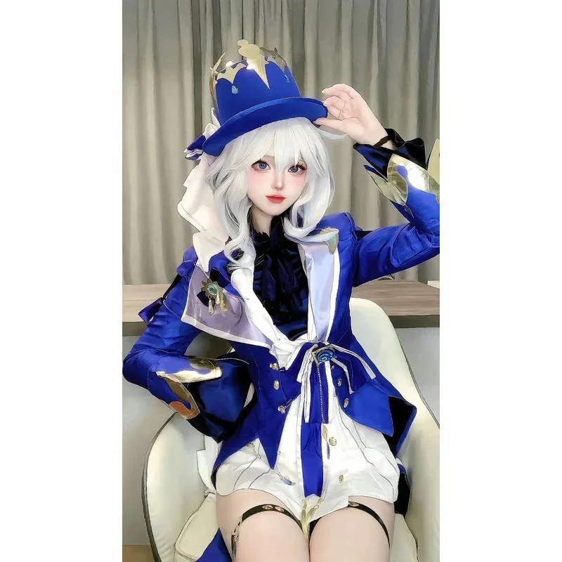 dd54Game Genshin Impact Cosplay Costumes Fontaine Furina Focalors COS Hat Wig Shorts Uniform Carnival Christmas Party Women's Su
