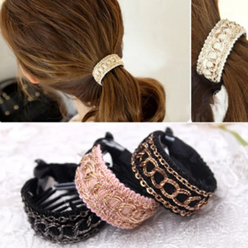 

Simple Hand Woven Chain Hair Claw Clips Horsetail Buckle Hairpin Hair Accessories for Women Ponytail Holder Hairpins Headwear