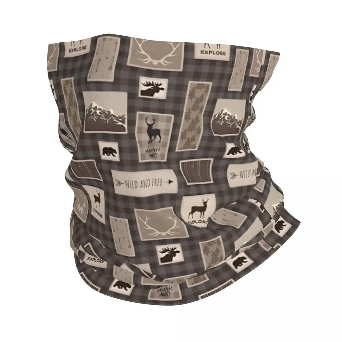 Woodland Adventure Collage Thin Bandana Neck Gaiter Wrap Scarf Headband Neck Cover