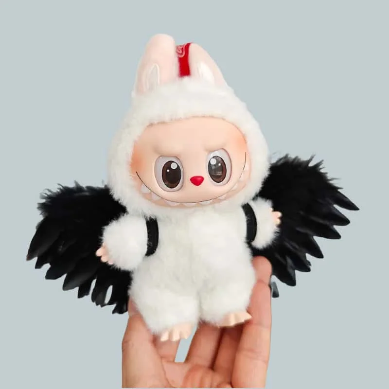 人形服衣装アクセサリー 15-17 センチメートルラブブ黒、白天使の羽の羽 DIY ミニ人形服ガールギフト