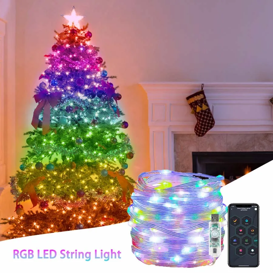 

5M/10M Bluetooth LED String Light Fairy Lights USB Remote RGB Colorful Light Garland for Home Proposal Wedding Party Decor
